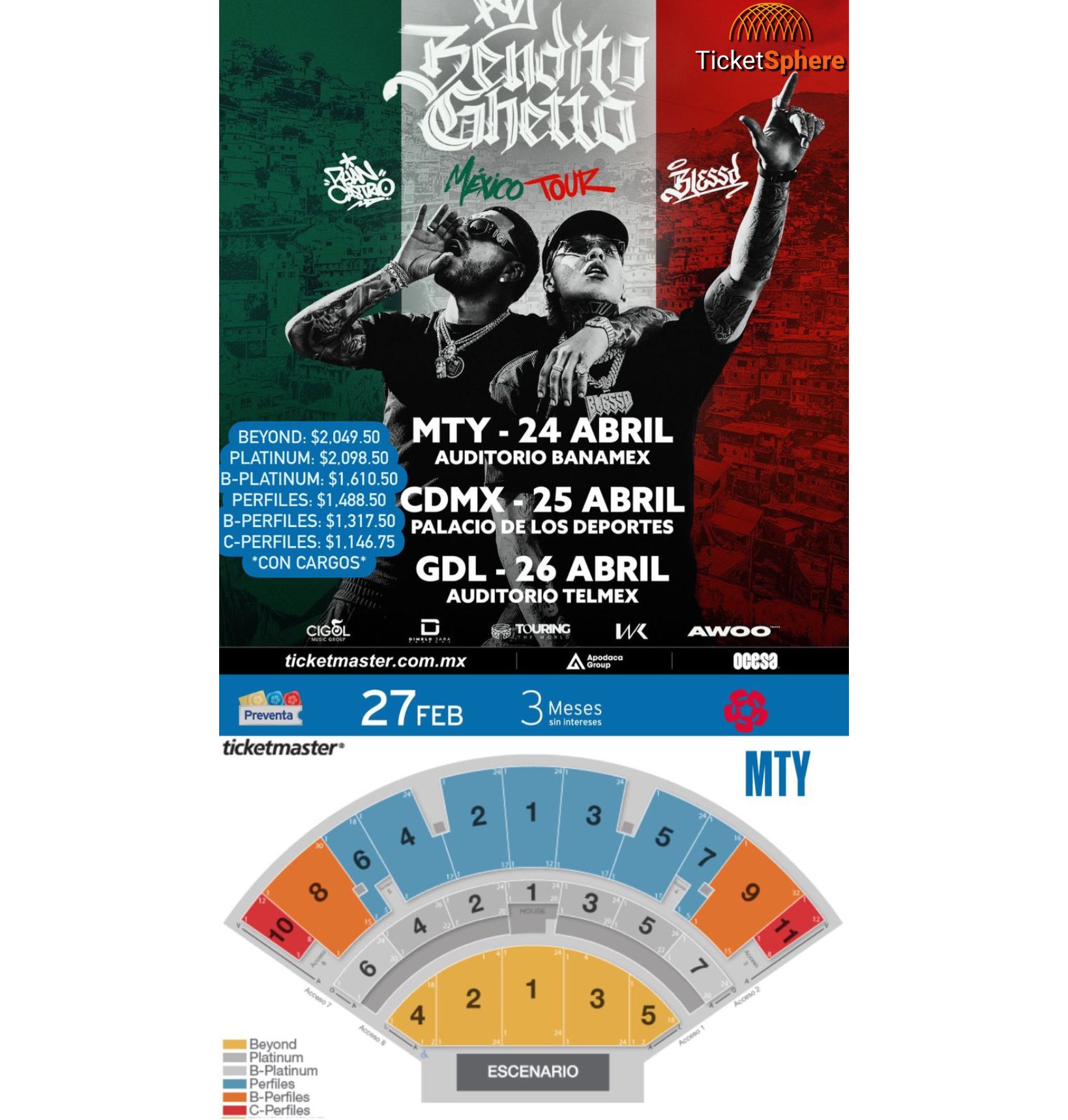 BENDITO GHETTO MÉXICO GIRA 2025 Monterrey - 24 de abril Auditorio Banamex