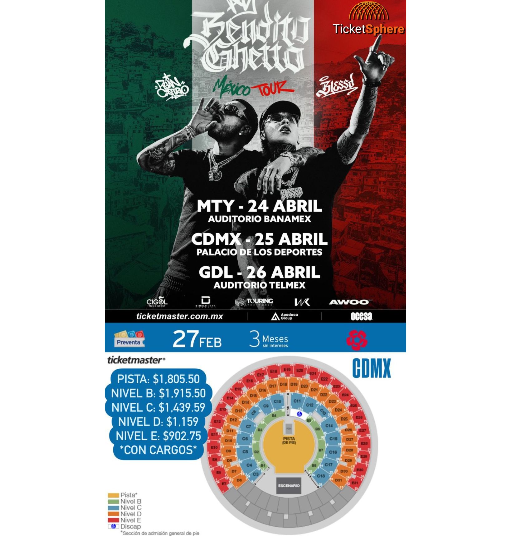 BENDITO GHETTO MÉXICO GIRA 2025 CDMX - 25 de abril Palacio de los Deportes