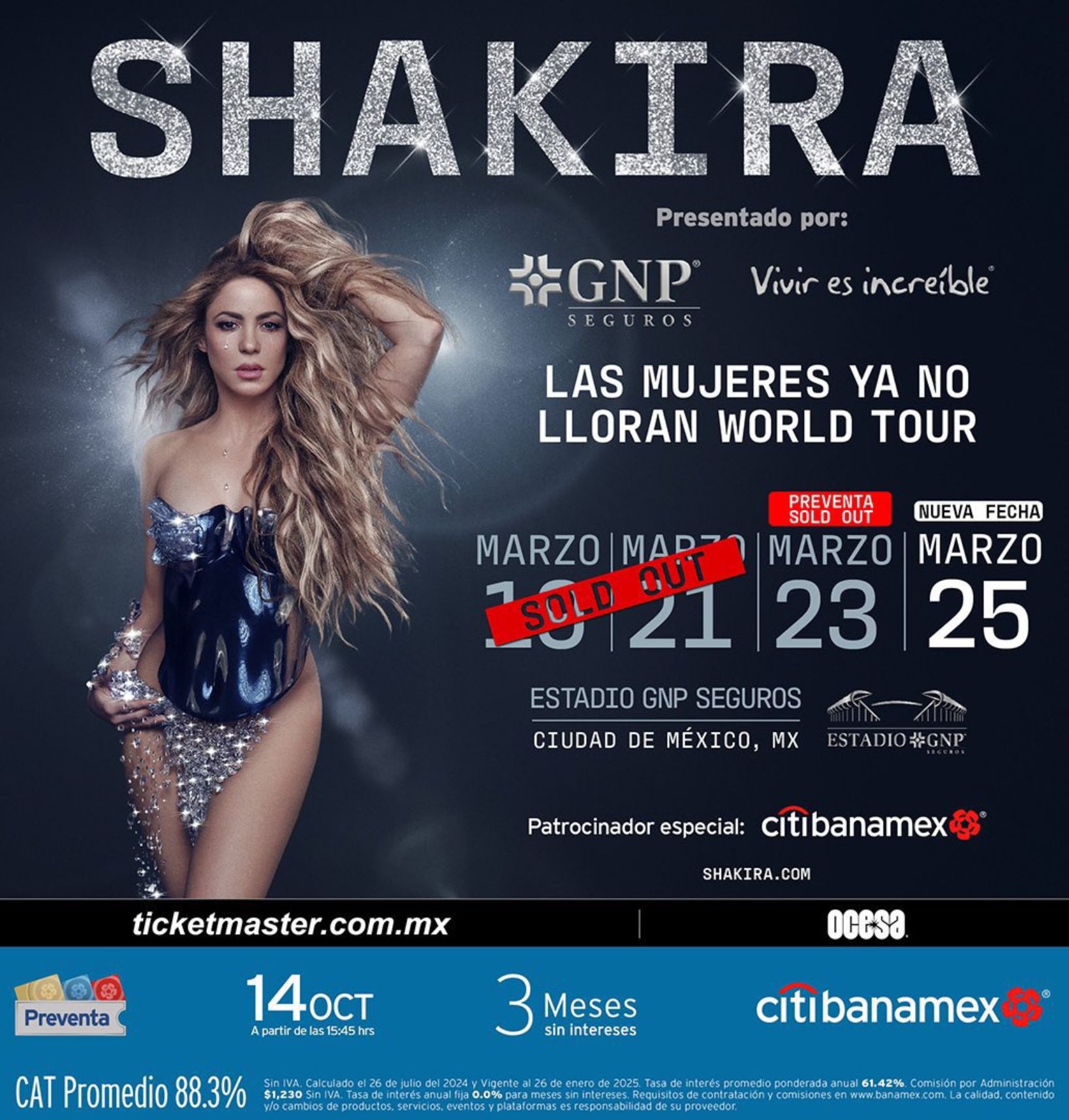 🚨ULTIMOS BOLETOS🚨 SHAKIRA Estadio GNP CDMX, 25 de Marzo 2025